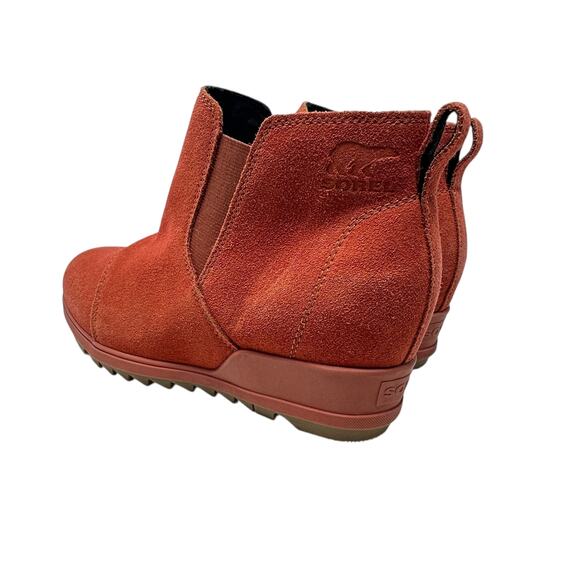 Sorel Evie Booties Boots Pull-On Wedge Heel  Waterproof Suede Red Size US 8 - Picture 8 of 13